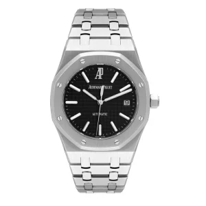 Replica Audemars Piguet Royal Oak Black Dial Steel Mens Clone 15300ST