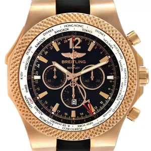 Fake Breitling Bentley GMT Black Dial Rose Gold Mens Replica Watch R47362