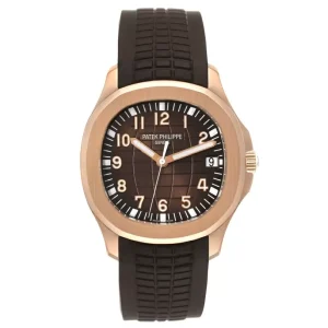 Patek Philippe Aquanaut Date Rose Gold Brown Strap Mens Fake 5167R