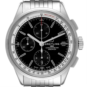 Breitling Premier 42mm Black Dial Chronograph Steel Mens Replica Watches A13315