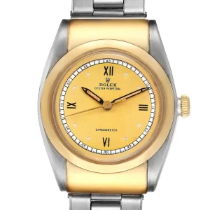 Replica Rolex Oyster Perpetual Bubbleback Hooded Lugs Vintage Steel Gold 3065