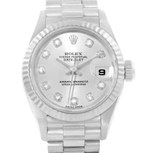 Replica Rolex President Datejust 26 White Gold Diamond Dial Ladies 69179