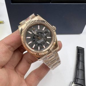 Replica Rolex Sky-Dweller Rhodium Dial Rose Gold 42MM Watch