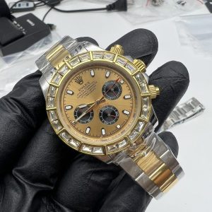 Replica Rolex Daytona Diamond Bezel Champagne Dial Watch