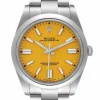 Replica Rolex Oyster Perpetual 41mm Yellow Dial Steel Watch