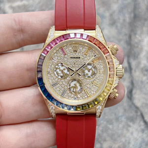 Replica Rolex Daytona Rainbow Diamond Bezel Rubber Strap Series BB31001