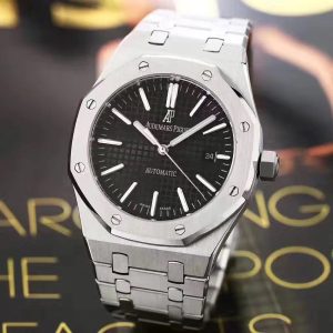 Replica Audemars Piguet Royal Oak Black Dial Steel Men Size BB123456