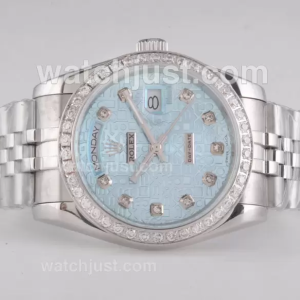 Rolex Day Date Automatic Diamond Marking and Bezel with Blue Computer Dial