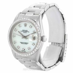 Replica Rolex Date Mother Of Pearl Diamond Steel Automatic Watches 15200 (BB77777)
