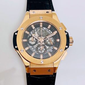 Replica Hublot Big Bang Quartz Movement Black Leather Strap Watch BB77771