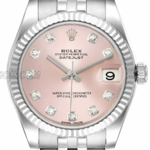 Replica Rolex Datejust 178274 Midsize Steel White Gold Pink Diamond Dial Watches BB78274